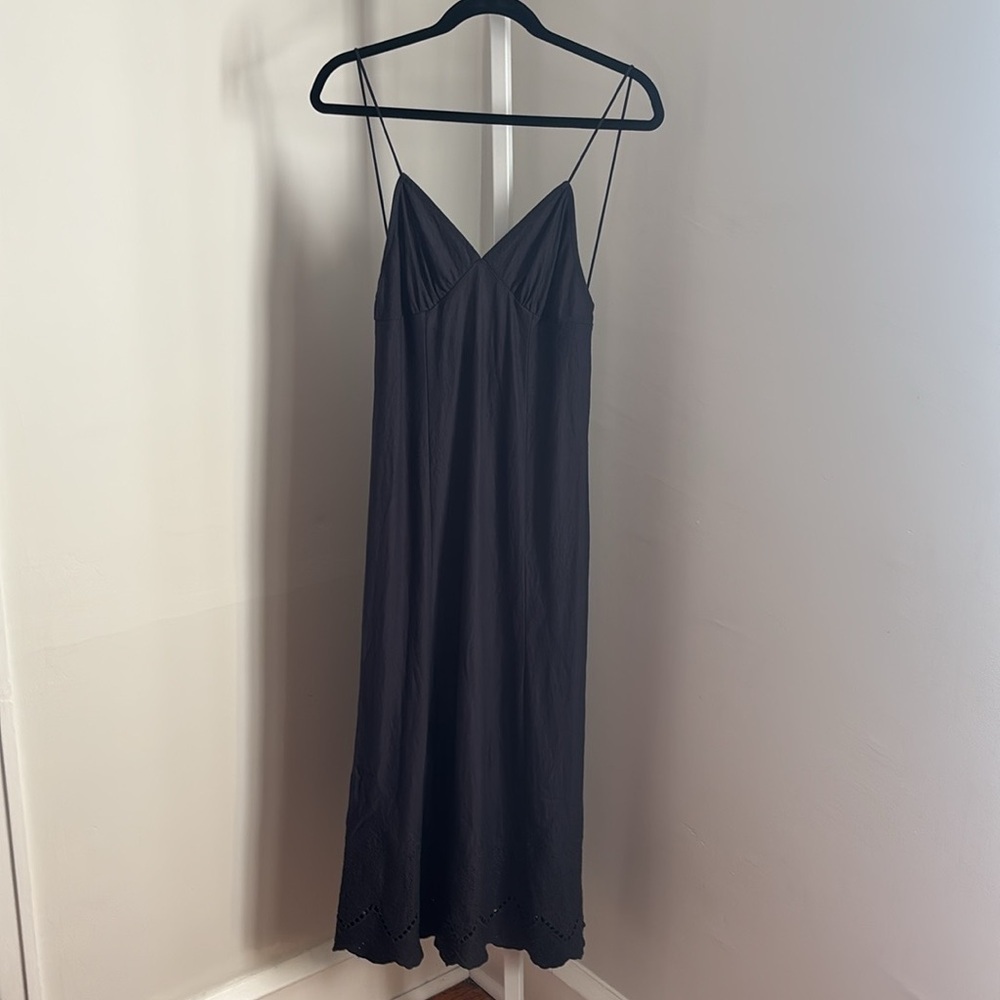 ZARA Embroidered Spaghetti Strap Midi Dress Women’s Size Small - Picture 5 of 11